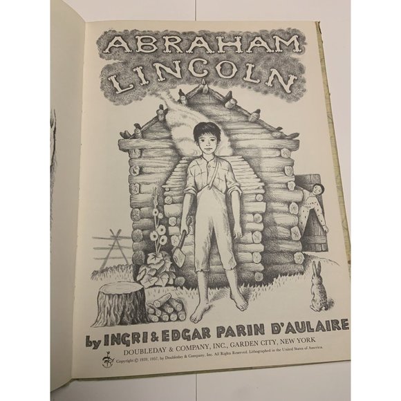 1957 Abraham Lincoln by Ingri & Edgar Parin d'Aulaire Hardback W/ Dust Jacket AO - Picture 4 of 7